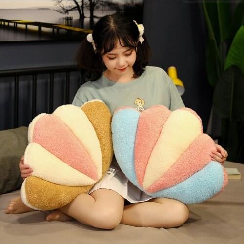 Cute Shell Plush Toys Kawaii Ocean Series Baby Sleeping Pillow Stuffed Soft Rainbow Shell Cushion Room Decor Girl Birthday Gift