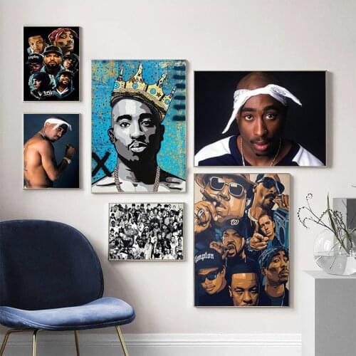 West Coast Fashion Hip Hop Tupac Music Posters and Mural Pictures on Canvas Painting Home Decor