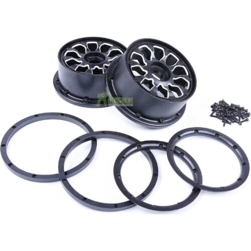Metal Wheel Hub Set with Beadlock Rim Kit Fit for 1/5 Losi 5ive T ROVAN ROFUN LT KingmotorX2