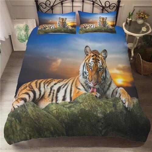 A Bedding Set 3D Printed Duvet Cover Bed Set Tiger Home Textiles for Adults Bedclothes with Pillowcase #LH06