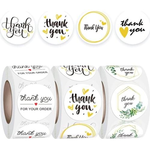 2.5cm*1in Circular Love Thank You Stickers Gift Wrapping Seal Label Wedding Festival Party Decorate Stationery Articles 500pcs