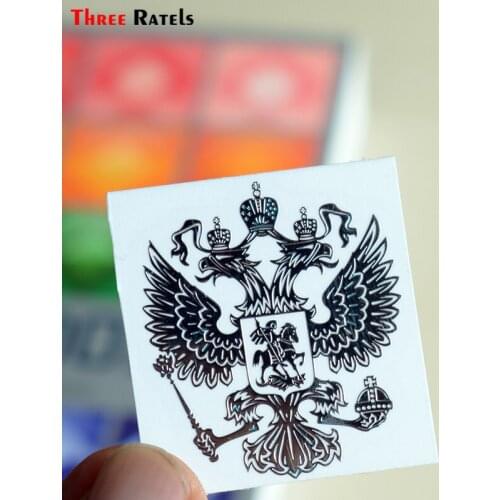 Three Ratels MT-001XS 4*3.4cm Silver Coat Of Arms Russia Nickel Metal Decals Russian Federation Car Stickers For Mobile Phone