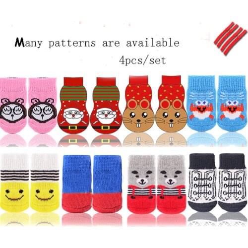 Pet Dog Socks Cartoon 10 styles Lovely Non-slip Socks For Small Dogs Puppy Cat Knits Socks Anti Slip Skid Bottom S/M/L 4PCS/SET
