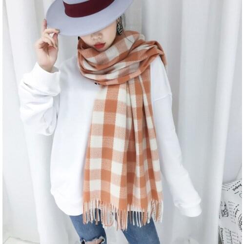 Autumn Winter New Cashmere Scarf Wild Hit Color Imitation Cashmere Tassel Shawl Warm Ladies Bib Dual-Use Plain Shawls And Wraps