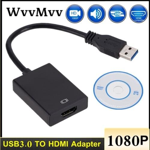 USB 3.0 TO HDMI-compatible Converter Adapter Cable USB to HD External Video Card Multi Monitor Adapter for Windows 8/7/10 Laptop
