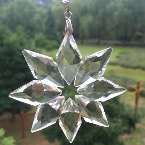 1pc 89mm Clear Flower Crystal Drop Prism Pendants For Chandelier Prism Pendants Glass Lighting Prism Suncatchers