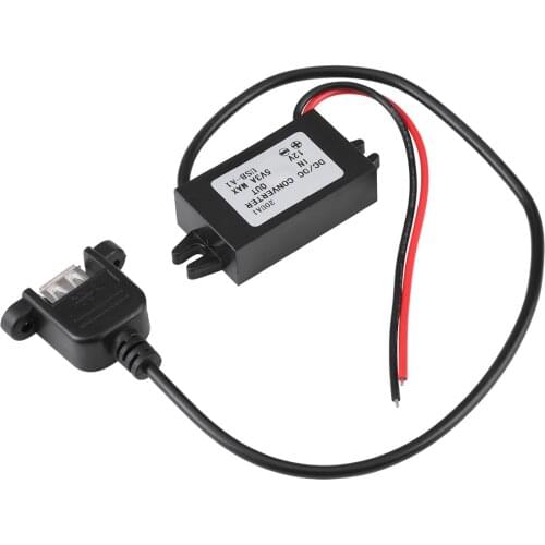 Car DC to DC Step-Down Converter 12V to 5V 3A 15W Voltage Converter Regulator with Female Panel USB Car Step down Converter