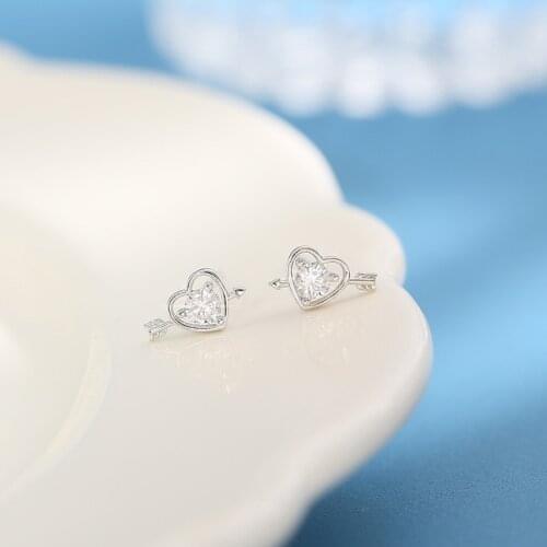 Stud Earrings Heart For Women Zircon Crystal Simple Temperament Fashion Korean Hot Girlfriend Wedding Jewelry Gifts BOYULIGE