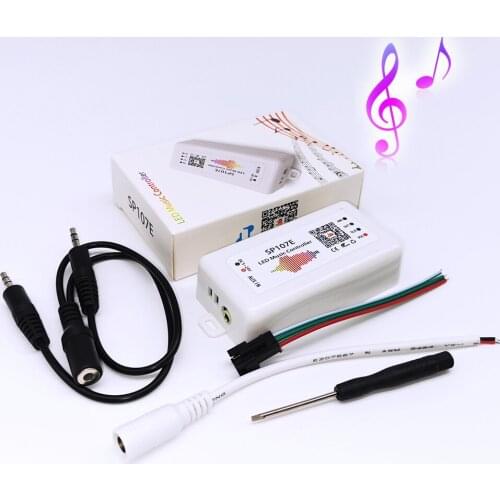 SP107E LED Music Controller Bluetooth iOS Android Smartphone App Control For WS2812 SK6812 RGBW APA102 Strip Matrix Panel 5-24V