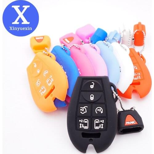 Xinyuexin Silicone Car Key Case Cover 7 Buttons for Jeep Commander Dodge Grand Caravan for Chrysler Town Country Car Accessory