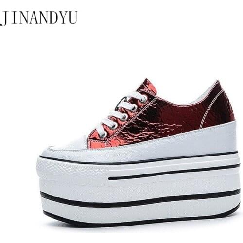 Platform Sneakers Leather Real Women Shoes Wedge Heels Casual Shoes Woman Sneakers on Platform Fashion Vulcanize Shoes High Heel