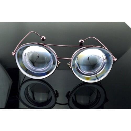 Women Girl Round Pink High Myopic Myopia Vision Aid Glasses -17D