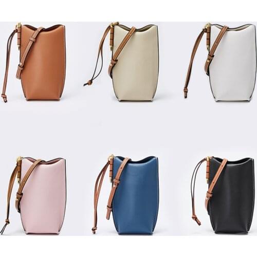 Women Shoulder Bag Genuine Leather Bucket Bag Mobile Phone Bags New Handbag Mini Retro Leather Handbags