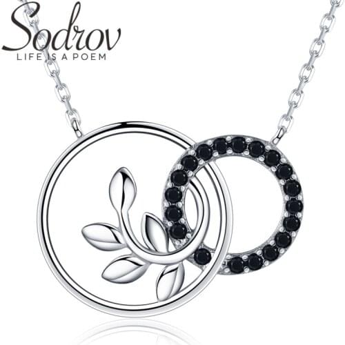 SODROV Cute 925 Sterling Silver Necklace for Women Olive Branch Pendants Necklaces Silver 925 Jewelry K005