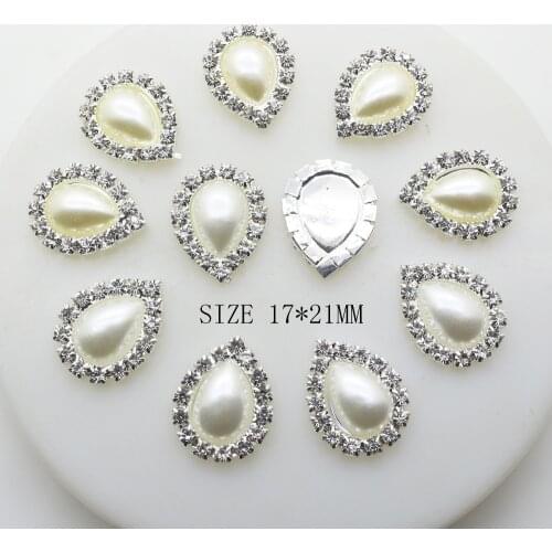 ZMASEY New 10pcs/Lot 17*21mm Two Color Water Drop Pearl Buttons Diy Wedding Decoration clothes Ribbon Accessories Wholesale
