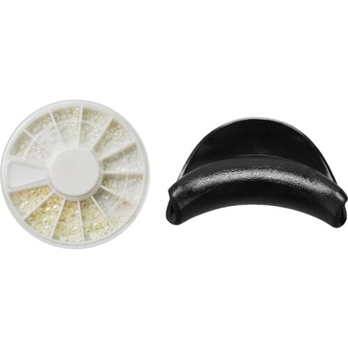 1 Box White Pearl Nail Art Stone Different Size Wheel Rhinestones Beads & 1 Pcs Hair Spa Salon Wash Neck Rest Cushion