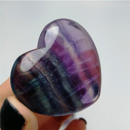 1 pc 30 mm Drop Shipping Natural Rainbow Fluorite Quartz Stone Heart Shaped Healing Crystal Heart Healing Decor Gift