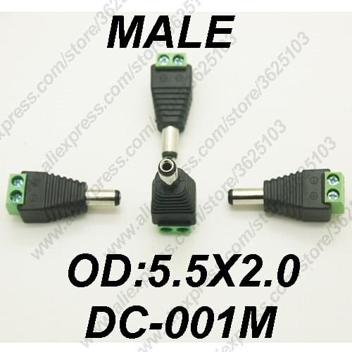 10PCS 5.5mm x 2.1mm Female Male DC Power Plug Adapter for 5050 3528 5060 Single Color LED Strip and CCTV Cameras Free Soldering