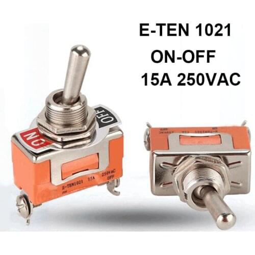 2Pcs E-TEN 1021 15A 250V AC SPST 2 Position ON OFF 2 Pin Toggle Switch Power Switches E-TEN1021 Orange