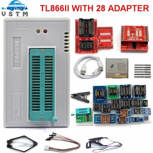 2020 100% Original V10.53 TL866II Plus Universal minipro programmer TL866 nand flash AVR PIC Bios USB Programmer+28 Adapters