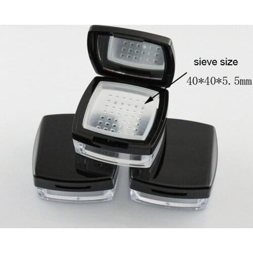 300pcs/lot Square Empty loose powder jar 10ml mirror Sieve Cosmetic plastic powder compact Makeup Sifter case Travel Sample Box