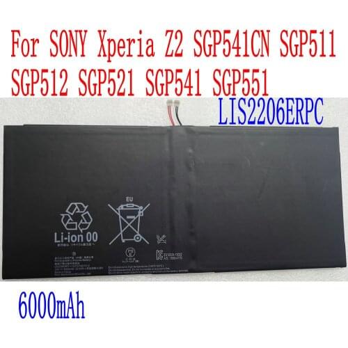 100% New High Quality 6000mAh LIS2206ERPC Battery For Sony Xperia Tablet z2 SGP 512 511 521 561 541 1ICP3/102/111-2 Cell Phone