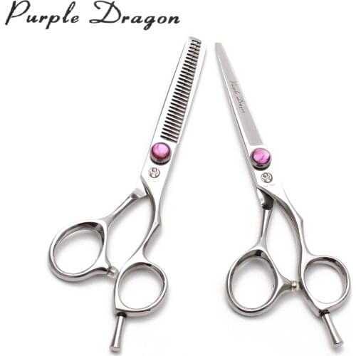 6" 17.5cm 440C Purple Dragon Salon Barber Scissors Cutting Shears Thinning Scissors Haircut Set Professional Hair Scissors Z9014