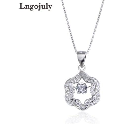 Brand New Pure 925 Sterling Silver Pendant Necklaces For Women Bride Romantic Wedding Party Solid Silver 925 Jewelry Gift