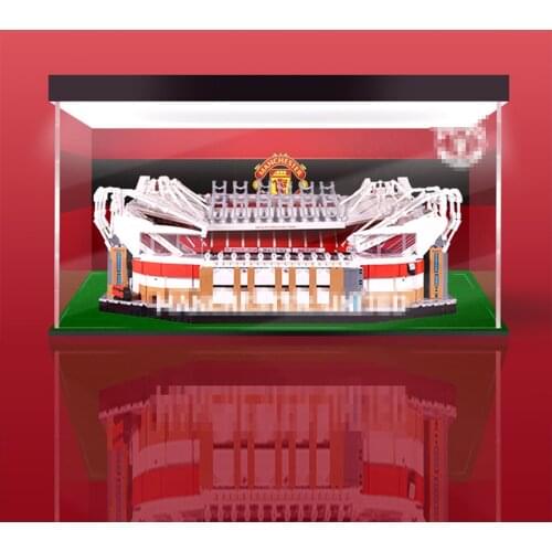 Acrylic Display Box Dustproof Display Show Box for Old Trafford 10272 blocks accessories - 3mm Top Light Inkjet Turf Version