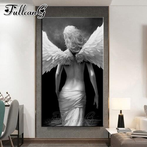 FULLCANG Beauty wings large diamond painting 5d diy full square round drill mosaic embroidery sale girl home decoration FC3459