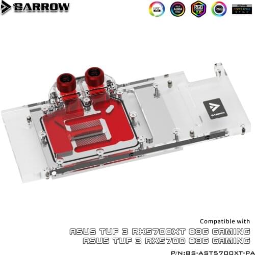 BARROW Water Block use for ASUS TUF 3 RX5700 / RX5700XT O8G GAMING Aurora / Support Original Backplate 5V 3PIN A-RGB