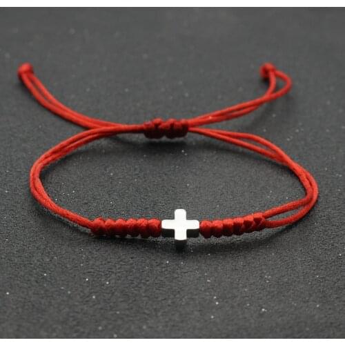 Bracelets for Women Christian Metal Cross Lucky Red Rope Braided Adjustable Charm Bracelet Male Female Couple Friendship Jewelry