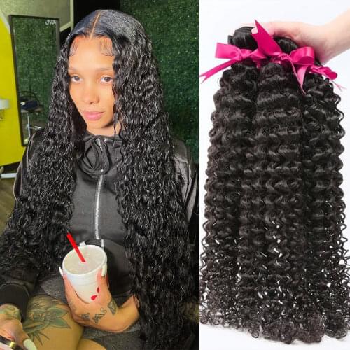 Brazilian Kinky Curly Hair Bundles Remy Human Hair Extensions Nature Color 1/3/4 Bundles Thick Kinky Curly Hair Weave Bundles