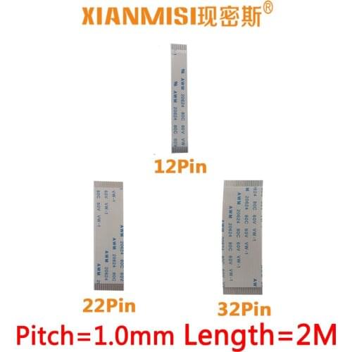 FFC/FPC Flat Flex Extension Cable 12Pin 22Pin 32Pin Same Side 1.0mm Pitch AWM VW-1 20624 20798 80C 60V Length 2Meter 5PCS
