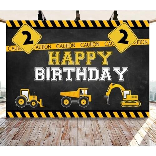 Construction Theme Birthday Party Photography Backdrop Dump Truk Cartoon Background Party Cake Table Boy Birthday Decorations