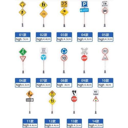 Toy DIY Traffic Road Signs Accessories Model Diorama Sand Table Architectural Landscape Garden Decoration Gifts For Kids 2head