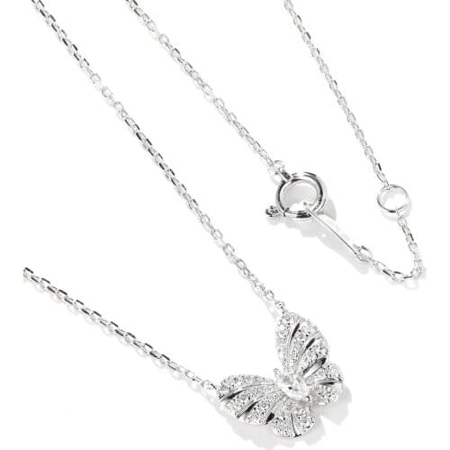 Exquisite 925 Sterling Silver Shiny AAAA Zircon Butterfly Necklace for Ladies Exquisite Clavicle Chain Necklace Jewelry Luxury