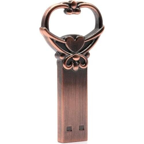 Metal USB Flash Drive 4GB 8GB16GB 32GB 64GB key Pen drive love USB Memory Storage creative gift waterproof Pendrive
