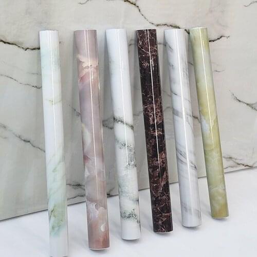 Marble Waterproof Self Adhesive Wallpaper Vinyl Film Wall Stickers Bathroom Kitchen Cupboard Room Decoration Sticky Paper Decal