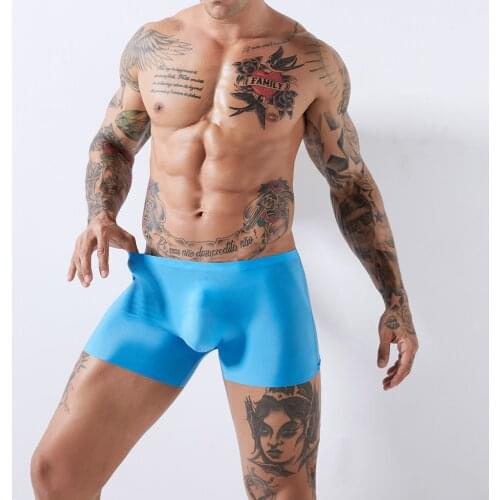 Nylon Sports Boxer Men Soft Bulge Pouch Elastic Solid Color Underpants Breathable Men Underwear Boxers Ropa Interior Hombre
