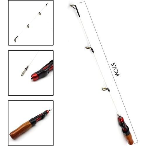 NEW 57cm 75g winter On ice fishing rod wooden handle carbon Heavy ultrashort Spinning Rod Travel Fishing Tackle outdoor sports