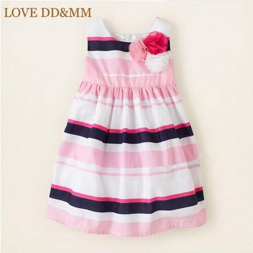 LOVE DD&MM Girls Dresses Children Clothing Cotton Fashion Girl Style Striped Flower One-piece Dress Kids Cothes