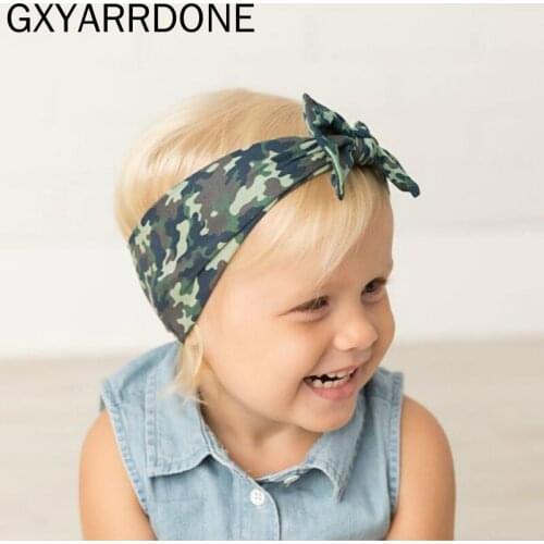 1pcs Christmas Camouflage Soft Width Nylon Headbands Knot Bows Stretchy Turban Headwraps Princess Girls Head Wraps Headwear