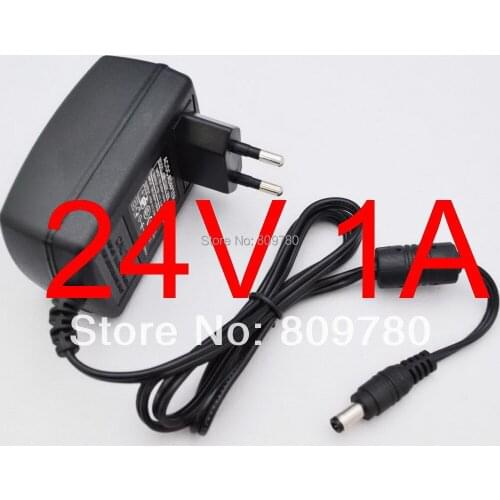 1PCS high quality 24V1A AC 100V-240V Converter Adapter DC 24V 1A 1000mA Power Supply EU Plug 5.5mm x 2.1-2.5mm