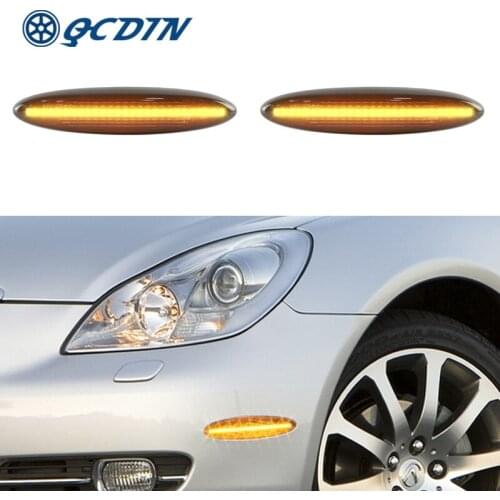 QCDIN For Lexus IS250 IS350 2006-2013 LED Side Marker Light Turn Signal Light Adapter Signal Light For Toyota UZZ40 Highlander