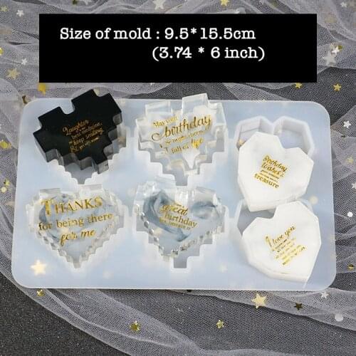 6 Cavity Mosaic Heart Shape Pendant Silicone Mold Phone Decoration Resin Silicone Mould Handmade DIY Jewelry Making Epoxy Molds