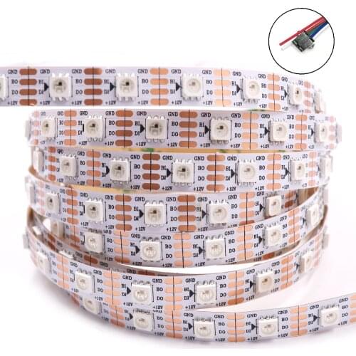 1m 5m RGB LED Strip Light 5050 WS2815 WS2813 Addressable 5V/12V DC LED Tape 30LED 60LED 144LED Flex LED Lights Strip White PCB