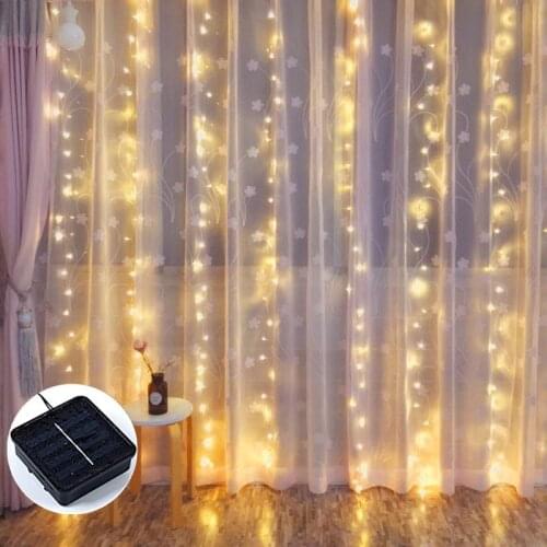 Solar Curtain Lights LED Waterproof String Fairy Lights 3MX3M Outdoor Garland Solar Power Lamp Christmas For Garden Decoration