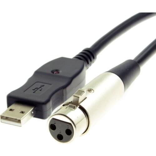 USB 2.0 to 3PIN XLR Female Mic Microphone Studio Audio Cable for nstruments Recording Karaoke Singing