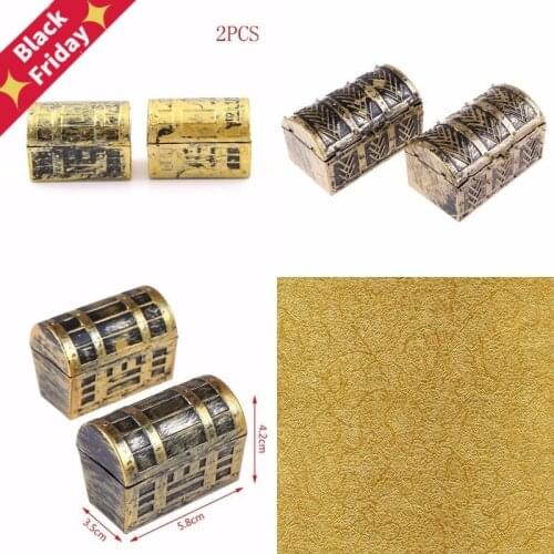 2Pcs Vintage Treasure Box Dollhouse Miniature Mini Pirate Jewelry Box Case Kids Play Toys For Doll House Accessories